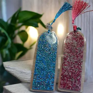 Handmade Diamond Art Bookmark Laminated Rhinestone with Tassel Decorative Bookmarker for Reading Enthusiasts