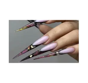Half Cover Stiletto Extra Long Soft Gel Tips 180 Pieces 12 Sizes 5XL Clear Nail Extensions for Dramatic Eye-Catching Manicures