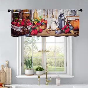 1 pc Kitchen Utensils Apple Fruit Print Kitchen Curtains Valance Living Room Bedroom Bathroom Home Decor 54x18 Inch