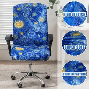 Washable Zippered Office Chair Cover, Stretch Durable Fabric Slipcover for High Back Computer Chairs, Easy to Install