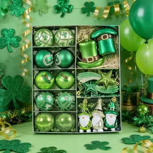 37/41PCS St. Patrick's Day Decorative Ball Set - Vibrant Shamrock & Leprechaun Hat Ornaments for Irish Party Decor | Festive Hanging Displays for Home, Pub & Event Celebrations | Durable & Reusable Holiday Embellishments | Party Decoration