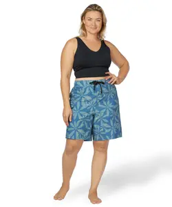 Maui Rippers Umbrella Leaf 9" Plus-size Bermuda Boardshorts - Fashionable Drawstring Waist, Cargo Pockets, Soft Spandex Blend, Summer Beach Wear