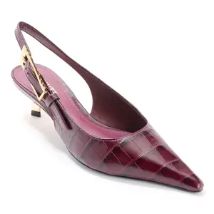 Schutz Croc Embossed Leather Kitten Heels - Ciara