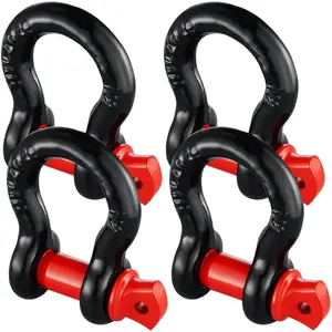 VEVOR 1/2" D-Ring Shackle 4 Pack Alloy Steel 17637 lbs 8 Ton Break Strength with 5/8" Screw Pin Heavy Duty Off Road Vehicle Recovery Shackle Towing Accessories for Jeep Truck Black