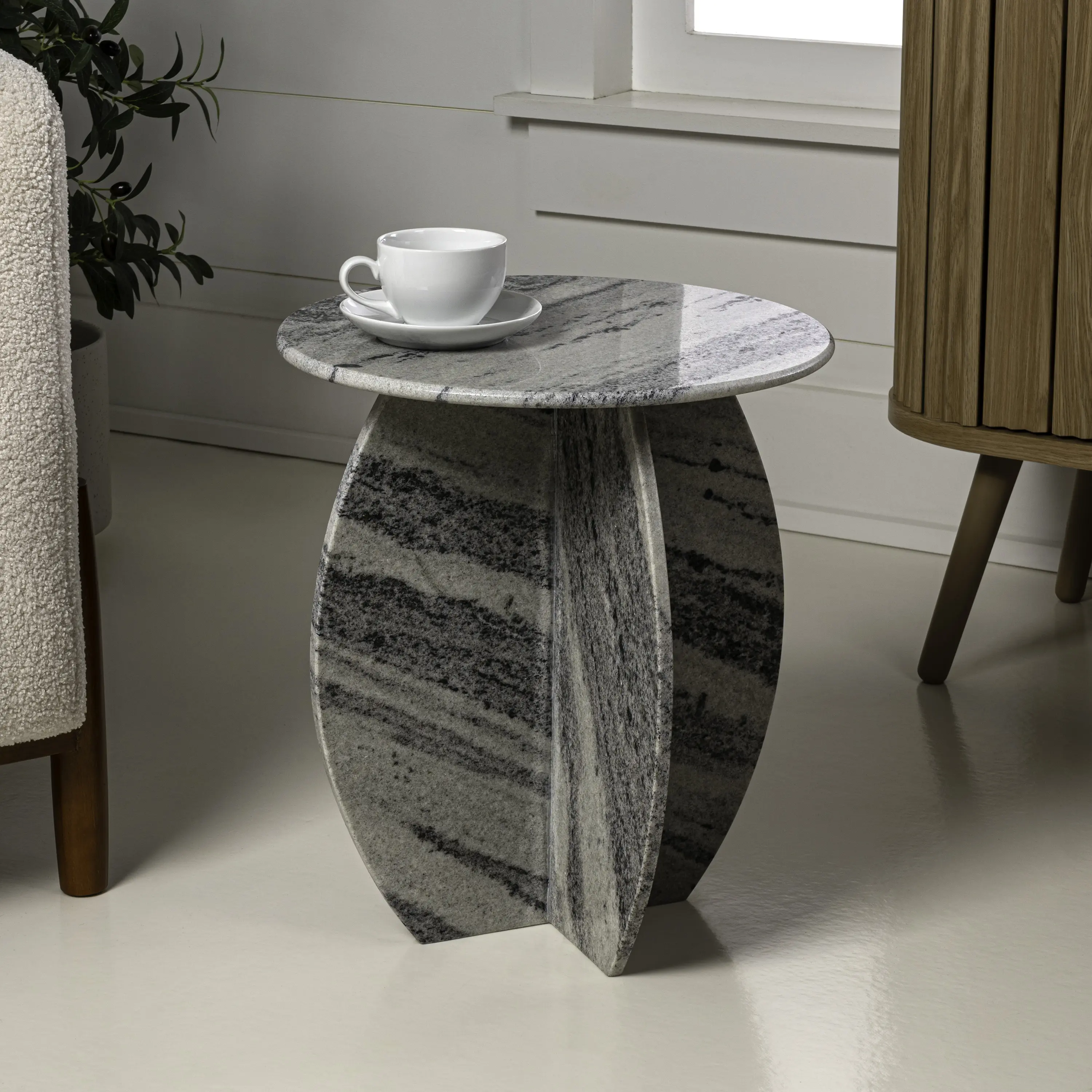 JONATHAN Y Venus 15" Contemporary Natural Marble Handmade X-Shaped End Table, Gray/Black, Sofa Table, Modern Coffee Table