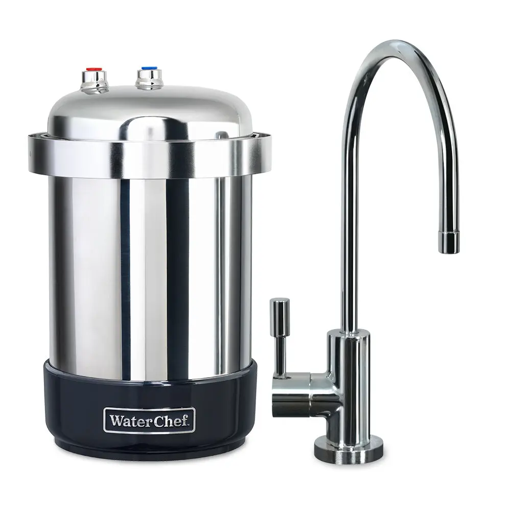 WaterChef U8500 Premium Under-Sink Water Filtration System with Brushed Nickel Designer Faucet, NSF/ANSI Certified for 78 Contaminants, 600-Gallon Capacity, Surgical Stainless Steel