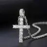 Rotating Cross Pendant Necklace - Minimalist Hip-Hop Metal-Coated Geometric Men's Costume Jewelry, Long Choker, Party & Everyday Accessory, Unisex Statement Jewelry, Cool Adult Accessory, Birthday Gift for Him, Gifts For Him, Accessories Adults