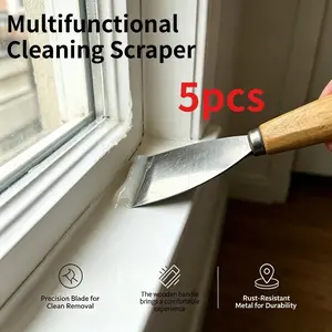 5pcs Multi-Functional Wooden Handle Putty Knife, Versatile Scraper Tool for Home Renovation, DIY Projects, and Craft Workshops