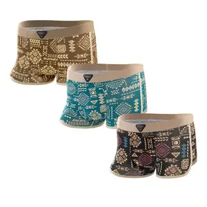 Men's Premium Cotton Boxer Briefs Vintage Pattern Print Design Breathable Mesh Panel Elastic Waistband Moisture-Wicking Underwear 3 Pack