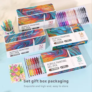 36/54/72/90 Color Acrylic Paint Marker Pen Set, 0.7mm Gel Pens, Highlighter Markers, Ideal for Drawing & Sketching, Smooth Writing
