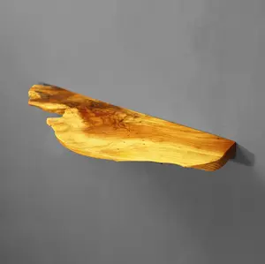 Live-Edge Wall Shelf, Sturdy, Lightweight, Natural Wood Live Edge Shelf, Nature, Wooden Decor, Metal Bracket, Easy Installation