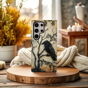 Goth Raven Phone Case: Faux Embroidery Yarn Crow, Magsafe Phone Cases  For IP X 11 12 13 14 15 16 S21 S22 S23 S24 S25-Ultra Series