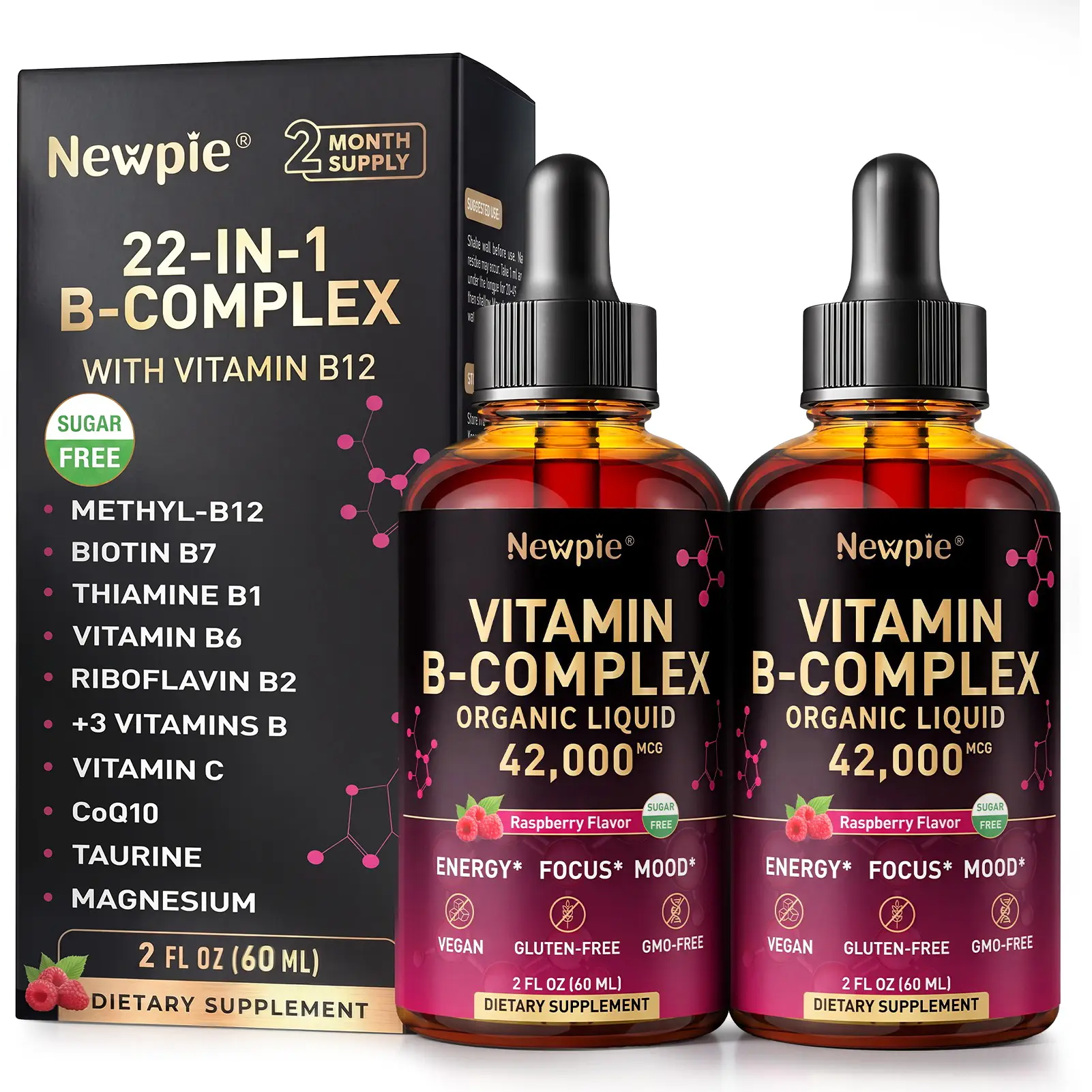 Mothersdaygift Organic Vitamin B12 Liquid Drops, Extra Strength 42000 mcg Natural Booster Dietary Supplement Edible Fitness