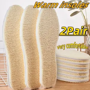2 Pairs Winter Imitation Alpaca Insoles Women Men Shoe Pads Sports Running Warm Plush Thickening Boots Inserts Paddings Suitable for Outdoor Leisure and Sports Use