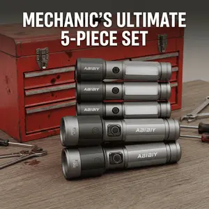 ABIBIY Rechargeable Flashlight Set 5 Pack (3 Small 2 Large) Aluminum Alloy Zoom Waterproof USB-C Fast Charging