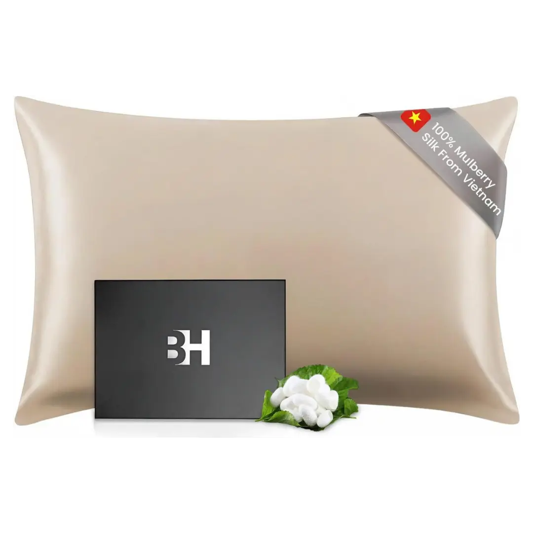 Silk Pillowcase - Both Sides 100% Pure Mulberry Silk - 22 Momme 6A High-Grade Fibers - Pillow Cover for Hair & Skin - Standard Size Hidden Zipper