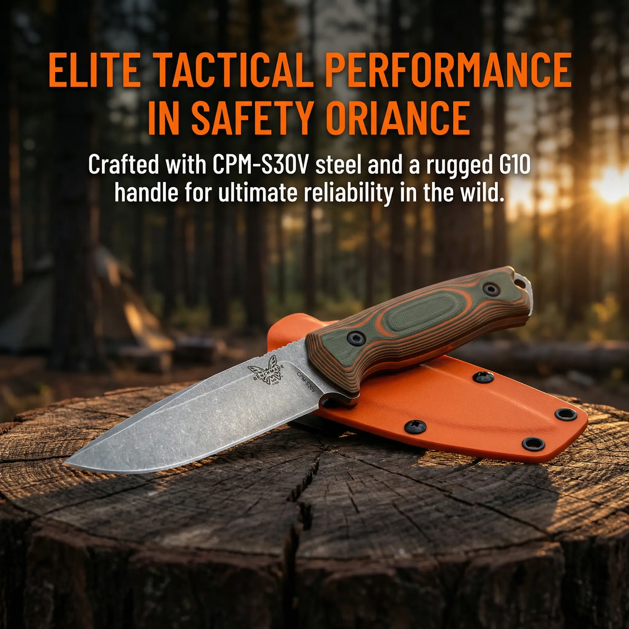 Butterfly K-sheath fixed blade knife BM15017, outdoor camping, hiking, fishing, two-tone G10 handle, portable fruit knife Survival Supplies