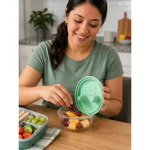 Snack Finger Container with Innovative Silicone Finger Opening Design, Spill Proof Snack Holder for Toddlers and Children, Portable Food Storage Cup for Travel, Car, Office and Outdoor Activities, Great Holiday Gift, Christmas Surprise, Birthday Present
