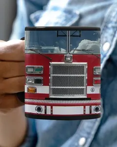 Gift For Dad, Firefighter Red Truck Mug, Firefighter Retirement Gift
