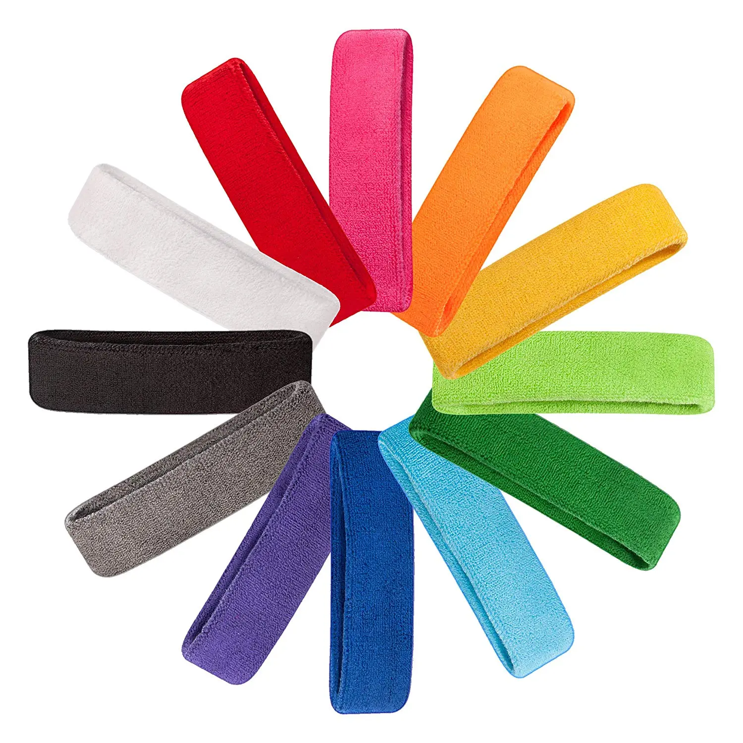 Sweatbands Sports Headband for Men & Women Moisture Wicking Athletic Cotton Terry Cloth Sweatband for Tennis, Basketball, Running, Gym, Working Out