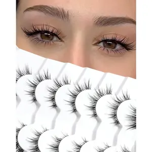 Natural Lashes That Look Like Extensions Strip Lashes Natural Look Thin Band Wispy Eyelashes 13mm Cat Eye False Eyelashes Foxy Eye Lashes 12 mm 7 Pairs S10