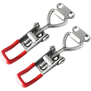 2pcs 4001 Adjustable 304 Stainless Steel Toggle Latch Clamp Quick Release Pull Hasp Latches 220Lbs Holding Capacity for Smoker Lid Jig Case Trunk Door