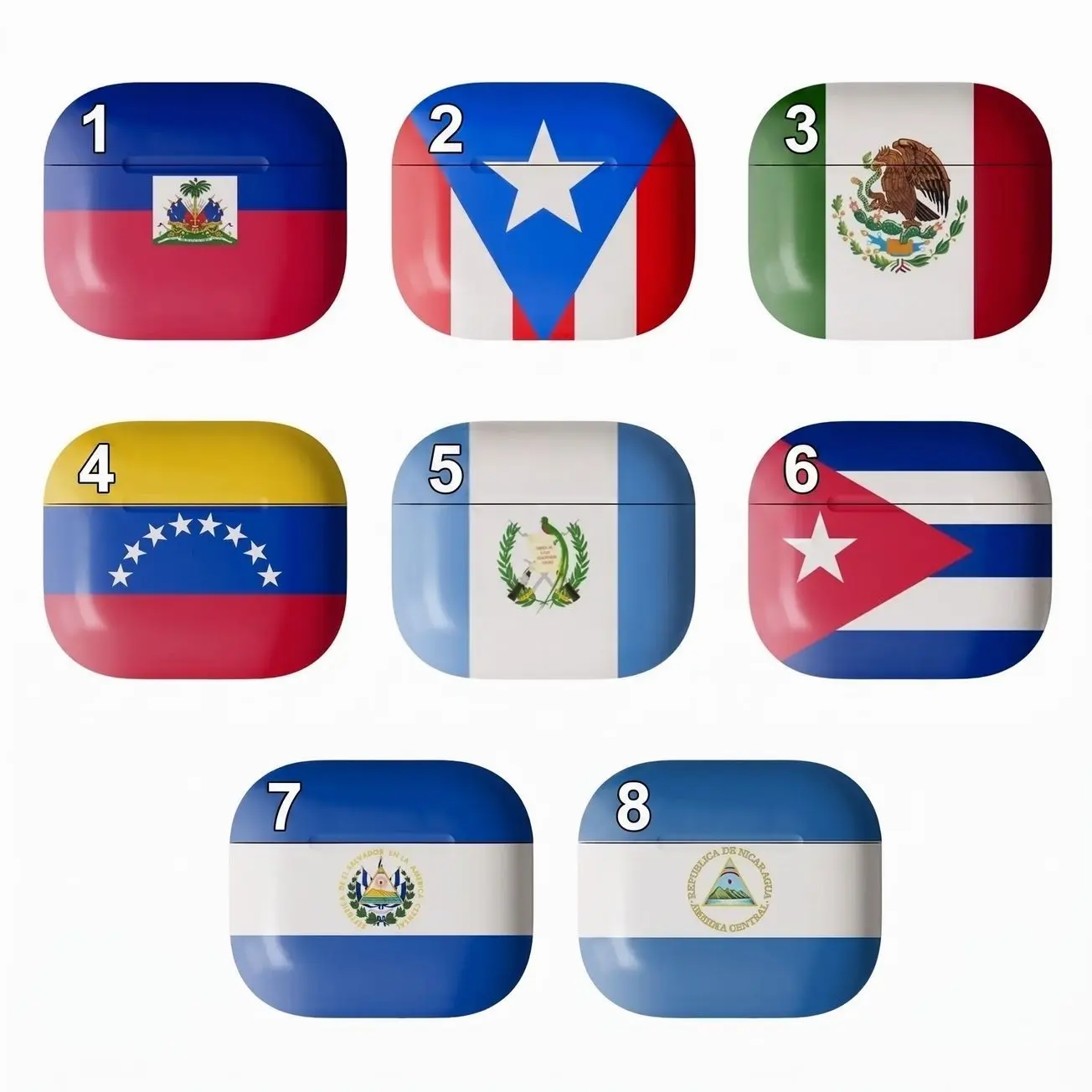 Latin Heritage Flag AirPods Case - Portable Polycarbonate Audio Accessory, Wireless Qi Charging Compatible, Carabiner-Ready