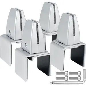4 Packs Sneeze Guard Support Aluminum Vertical Partition Board Clamp, Acrylic Desk Divider Privacy Panel Clamps for Clear Shield for Countertop Reception