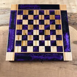 Black Onyx Purple Haze Maple Wood Chess Board (INCLUDES PIECES)