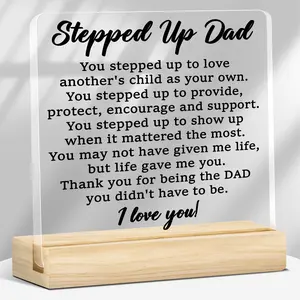Gifts for Stepdad Stepfather Bonus Dad Acrylic Decor Sign, Unique Father Day Birthday Christmas Gift, 4 X 4 Inches for Home Office, Acrylic Plaque Sign