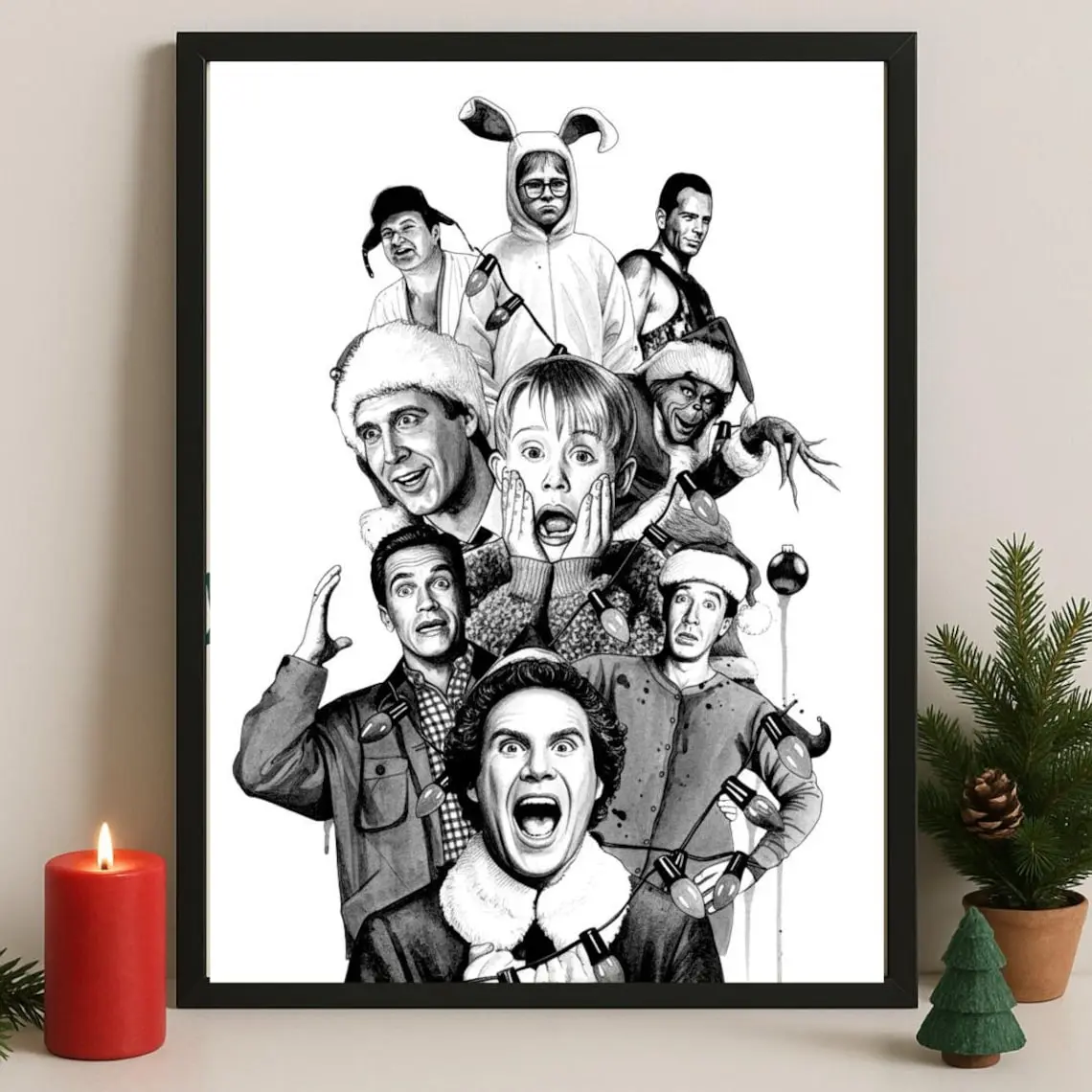 Classic Christmas Movie Posters | 80s, 90s, 00s | Black & White Holiday Wall Art | Retro Christmas Décor