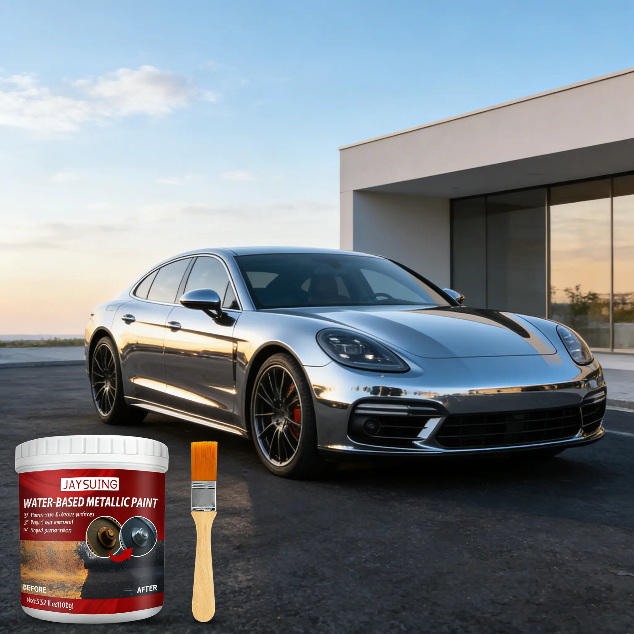 JAYSUING 100g Rust-Resistant Primer - Corrosion-Resistant Metallic Coating, Ideal for Radiators, Renovation Projects, Automotive & Motorcycle Paint Care