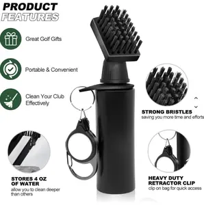 Golf Club Cleaning Brush with Squeeze Water Bottle - Portable Keychain Attachment for Easy Cleaning and Hydration