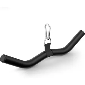 LAT Pulldown Attachments, Black Steel LAT Bar  Attachments Handles,  Gym  Machine Accessories, Tricep Rope, Rowing LAT Pull Down Bar, Straight Bar, Double D Handles, Exercise Handles