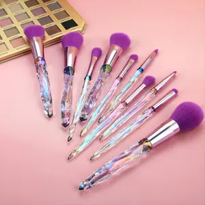 Makeup Brush Set with Soft Bristle & Crystal Comfortable Grip, 10pcs Professional Makeup Tool for Women & Girls