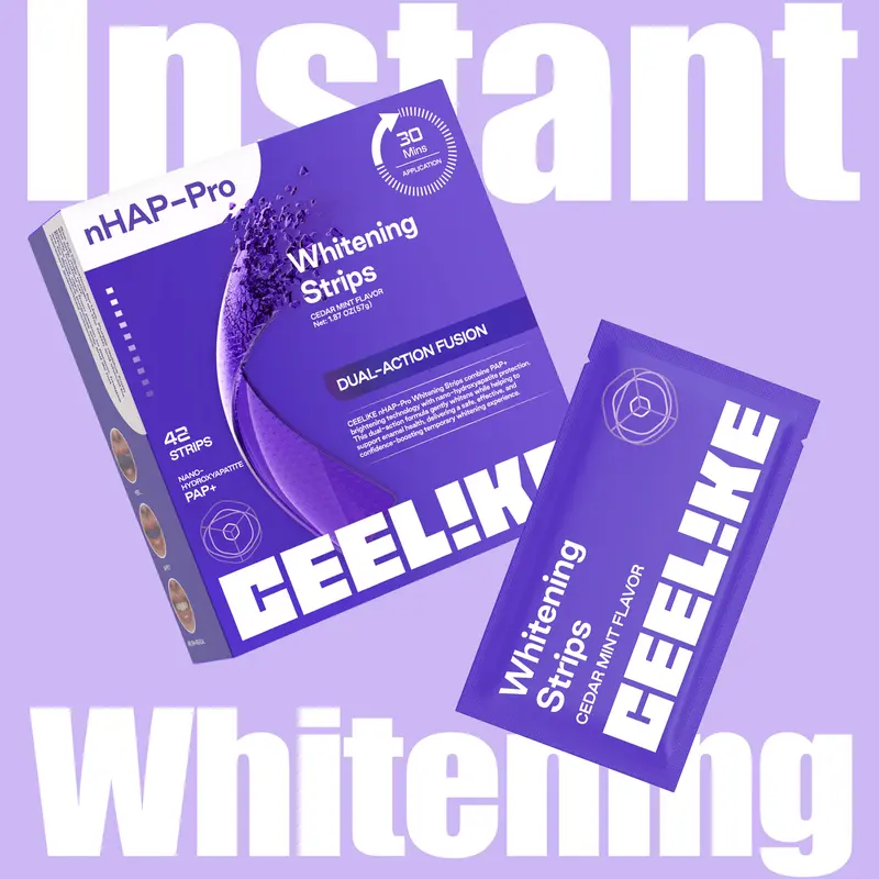 CEELIKE Purple Teeth Whitening Strips With Free Cheek Retractor - 7/21 Whitening Sessions -Nano-Hydroxyapatite Safe for Enamel - Non Sensitive Teeth Whitening - Peroxide-Free