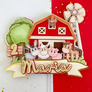 Custom 3D Farm Animals Cake Topper for Barn Birthday Party Decorations