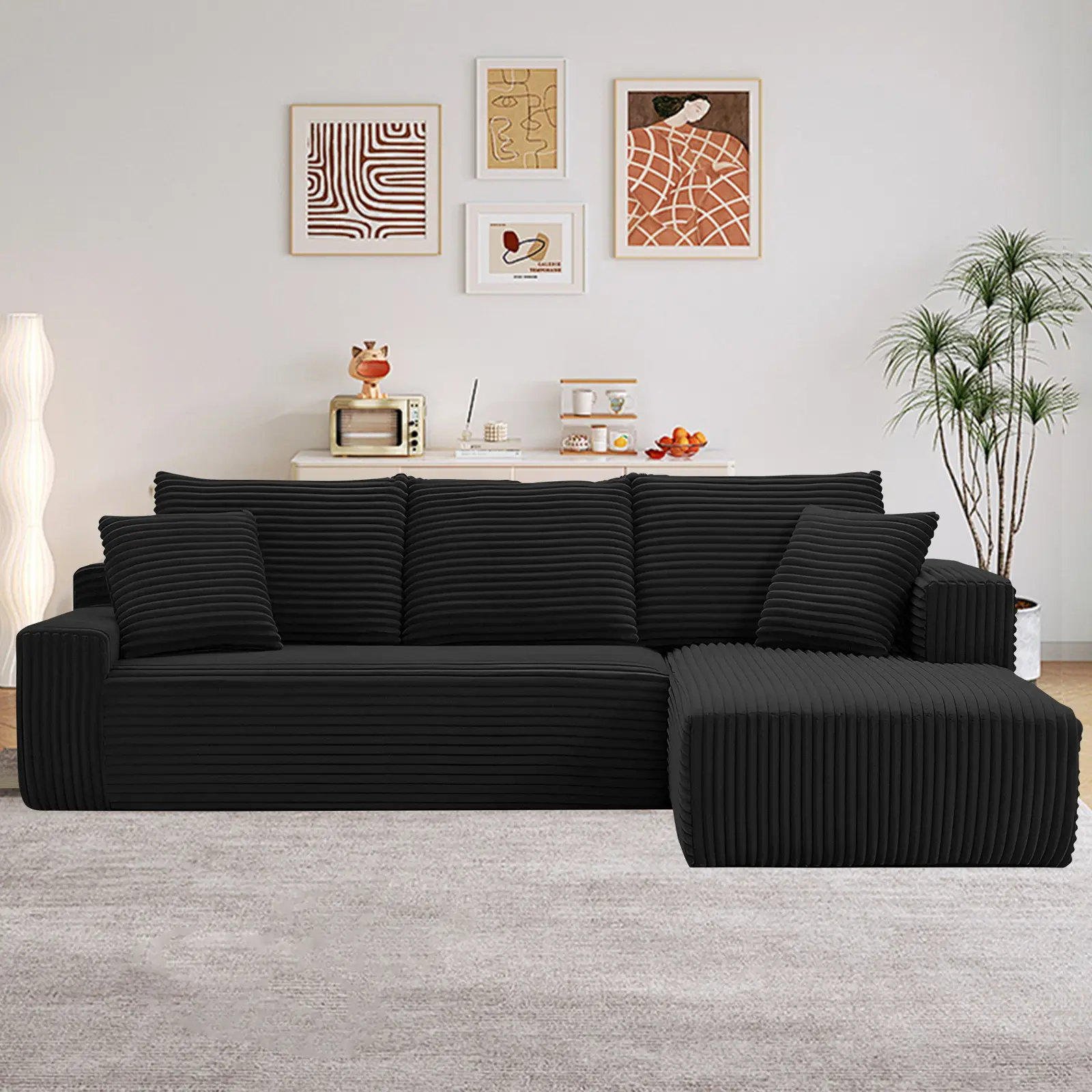 Black-Right Facing Chaise