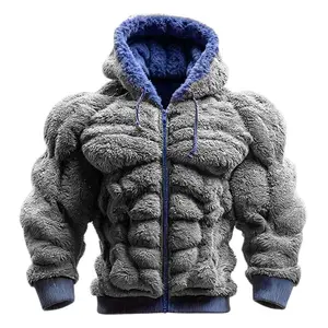 2025 Men's Muscle Hoodies New Fashion Casual Sports Hooded Sweatshirts with Chest Flannel Design Long Sleeve Pullover Tops