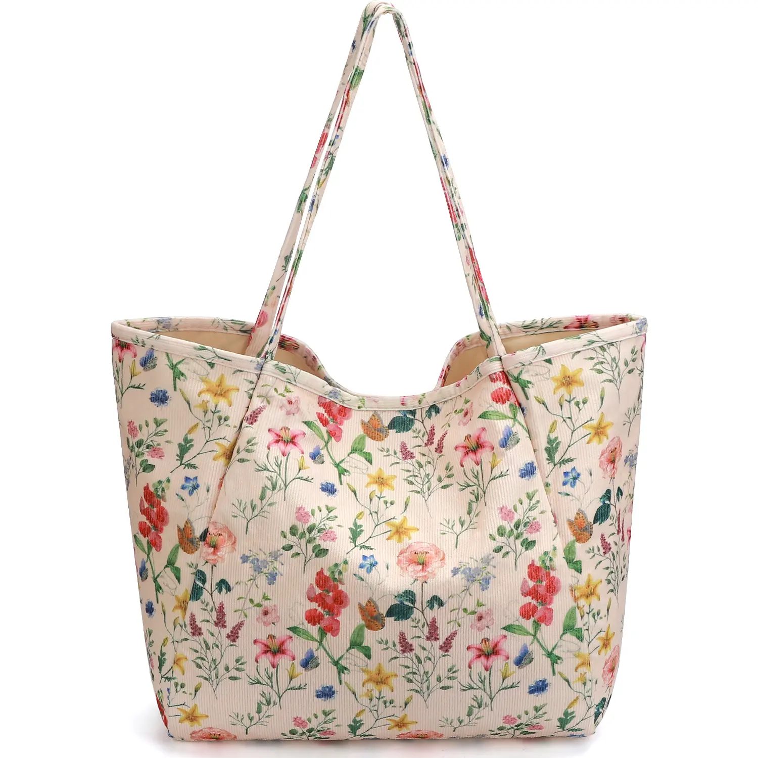 Corduroy Tote Bag for Women, Large Capacity Cute Tote Bags With Inner Pockets, Crossbody Shoulder Handbag for Work Travel Gym, Crossbody Shoulder Handbag, Vintage Aesthetic Hobo HandBags, Soft Corduroy Shoulder Crossbody Handbag for School Trave