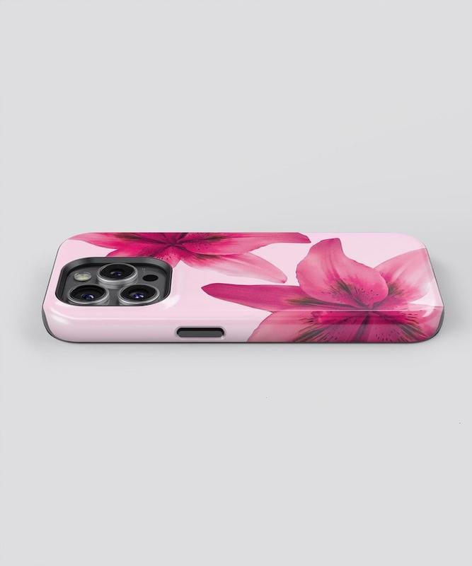 TIGER LILY Tough Designer Case – Pink Flower Phone Case | iPhone 11 12 13 14 15 16 X XR XS Pro Max Plus