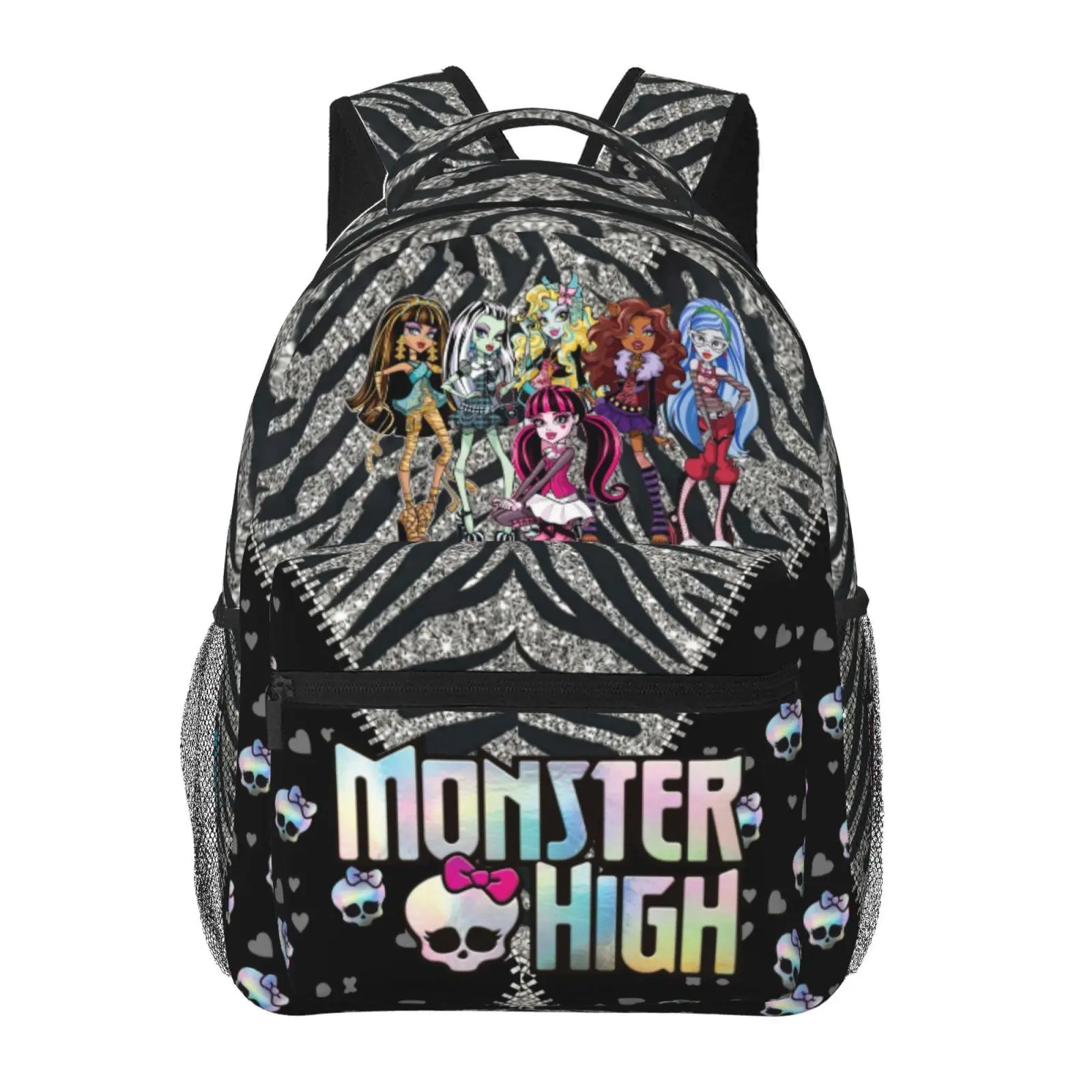 Cute Monster high Print Backpack for Women Monster high dolls Ergonomic Cushioned Laptop Daypack with Multiple Zipper Pockets,Monster high doll Lightweight Travel Bagpack, Ideal Gift for Birthday Christmas Day