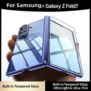 For Samsung Galaxy Z Fold7 Case Transparent Full Coverage Front Shell with Built-in Tempered Glass, Anti-fall, Magnetic, Foldable Screen Protector, Z Fold7 Shockproof & Anti-shock, Hinge All-inclusive Protective Case