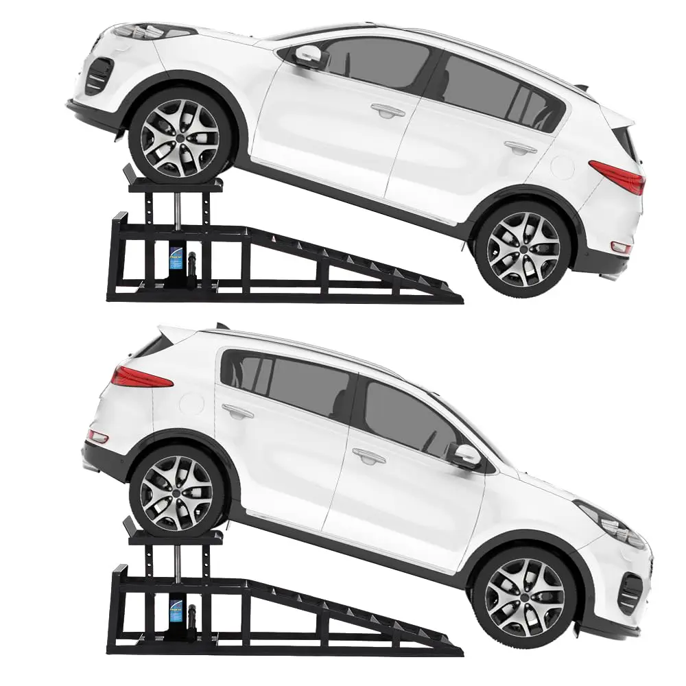 Garvee Heavy Duty Hydraulic Service Ramps 2 Pack, 5 Ton / 11,000 LBS Total Capacity, Adjustable Lift Height 9.8" to 16.2", Low Profile Steel Vehicle Ramps for Car & Truck Oil Changes and Garage Maintenance