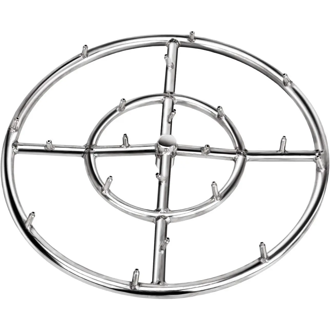 12" High Flame Round Jet Burner Ring for  or  Gas Fire Pit, 304 Series Stainless Steel, Double Ring