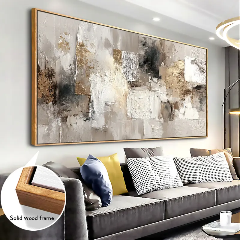 Modern Abstract Wall Art 20x40 Inch – Framed Canvas Print in Gray, White, and Black Tones , Ready to Hang with Solid Wood Frame – Ideal for Contemporary, Upscale Living Rooms, Bedrooms, or Sophisticated Interiors