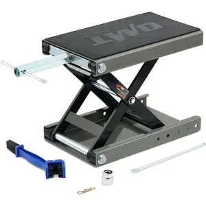 Orion Motor Tech Motorcycle Lift, 1100lb Motorcycle Scissor Lift Jack with Wide Deck T Handle 3/8" Socket, Motorbike Center Stand with Chain Brush, Crank Hoist Stand for ATV Dirt Bike Cruiser, Gray