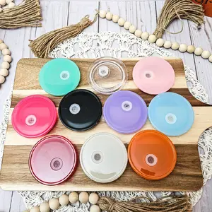 Acrylic Lids for 16oz & 20oz Glass Cans - 10 Colors Available - Durable & Hygienic - Fits 16oz & 20oz Glasses - Black Color Included