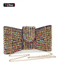 Women's Evening Bag, Rhinestone Butterfly-Shaped Clutch Bag, Fashion Handbag, Includes Shoulder Chain for Crossbody Wear, Magnetic Closure, Perfect for Weddings, Parties, Banquets, Holiday Gifts, Elegant Clutch, Fashion Purses