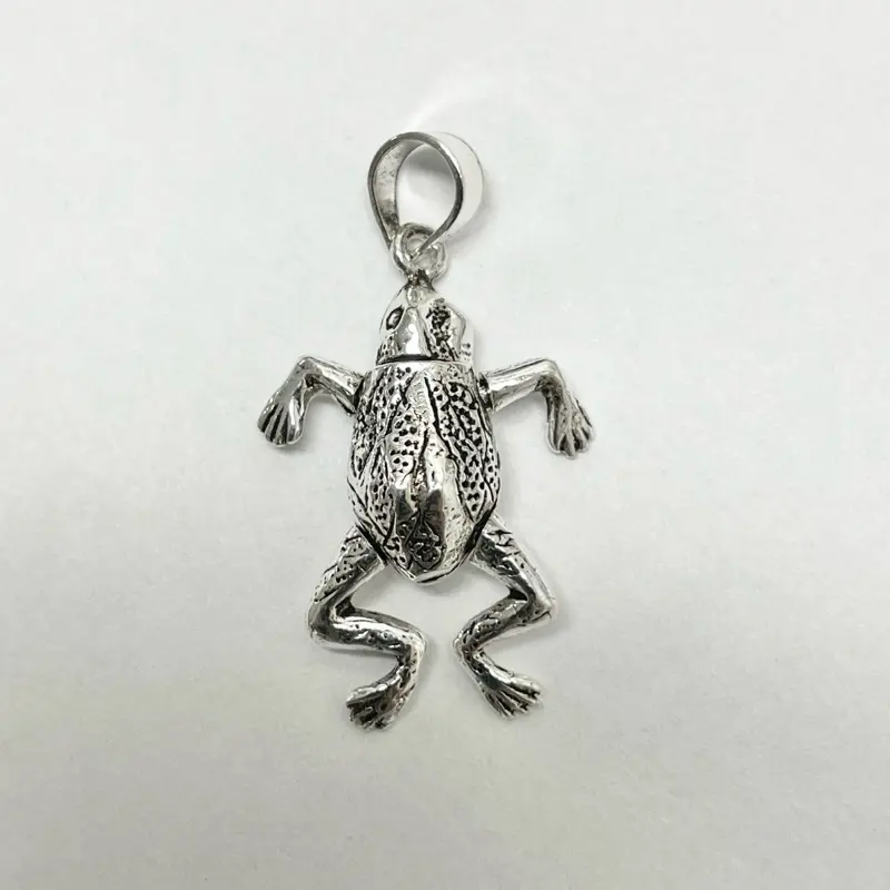 Sterling Silver 925 Little Frog Moving Pendant Jewelry